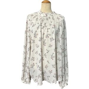 Loft Longsleeve Blouse Floral White Size XL